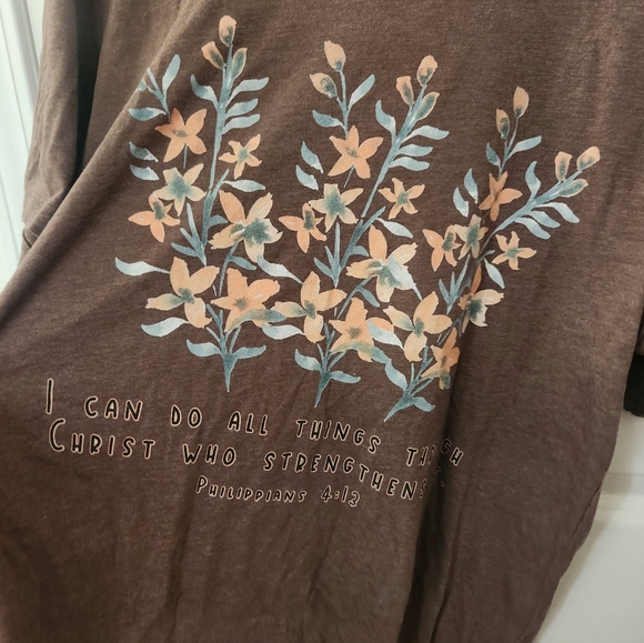 Bella Canvas Brown Tee with Floral Design - Picture 4 of 4